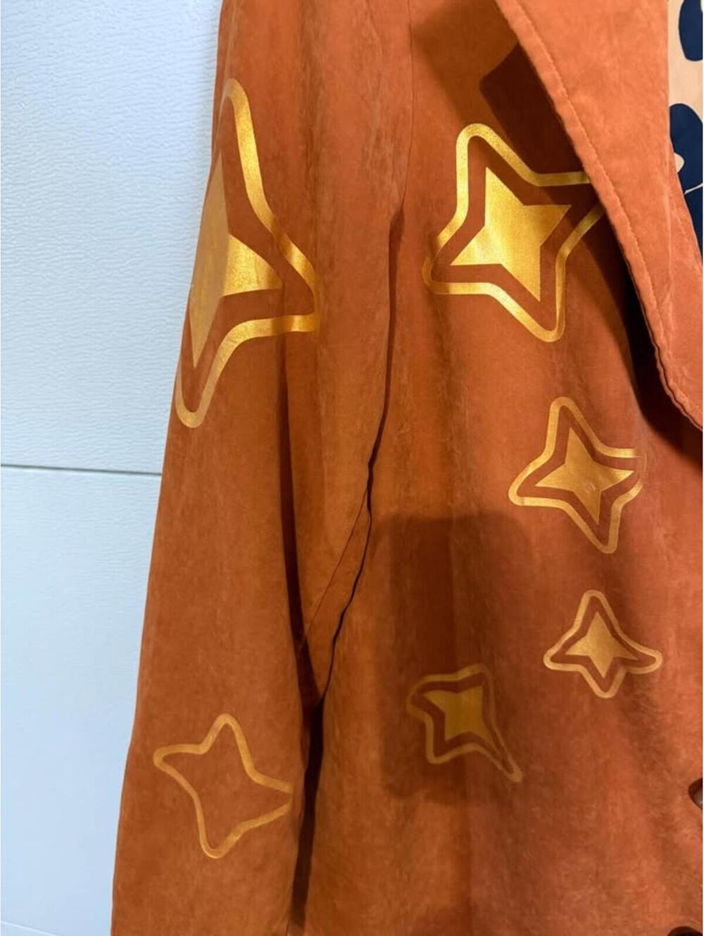 cute Burnt Orange Star Print Coat sz 1x - Picture 3 of 7